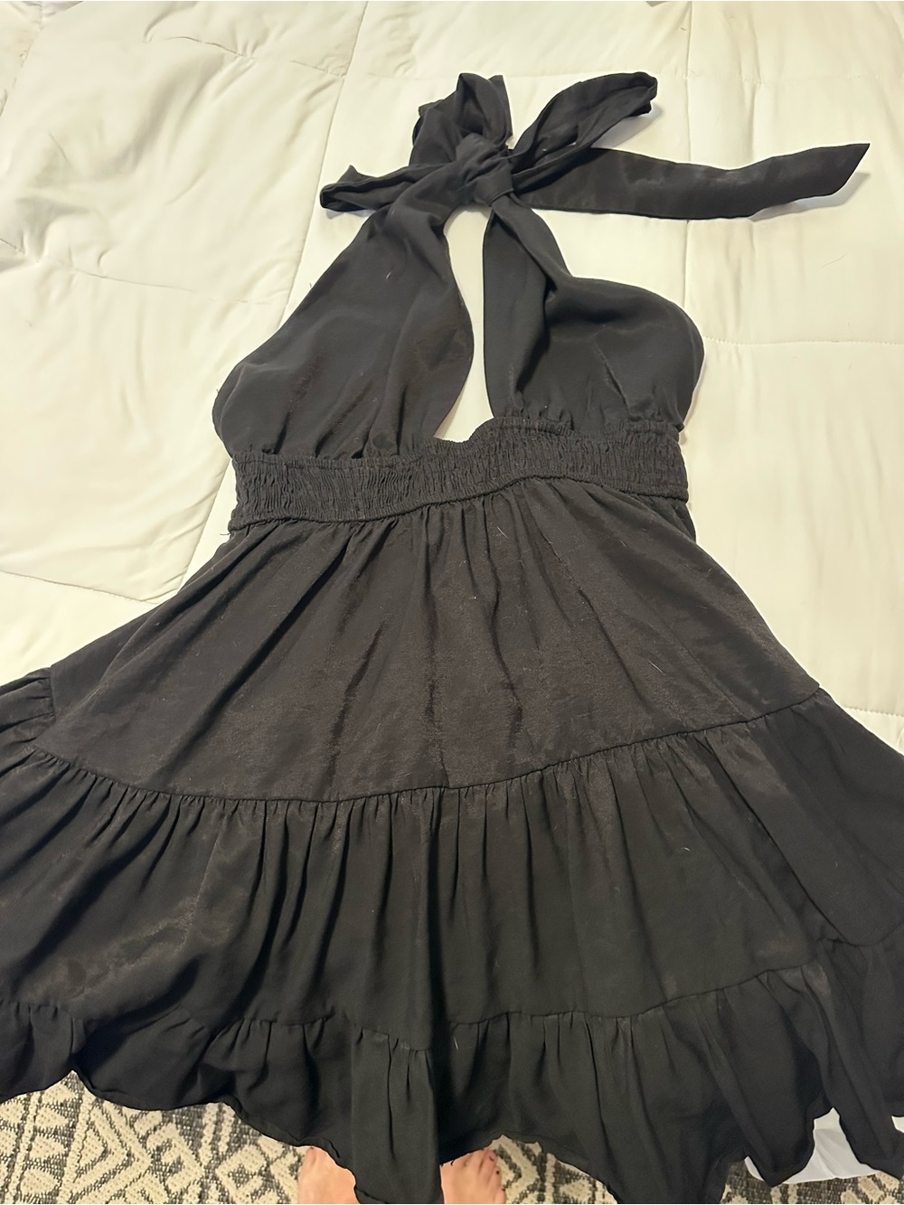 Black Halter Tiered Summer Dress